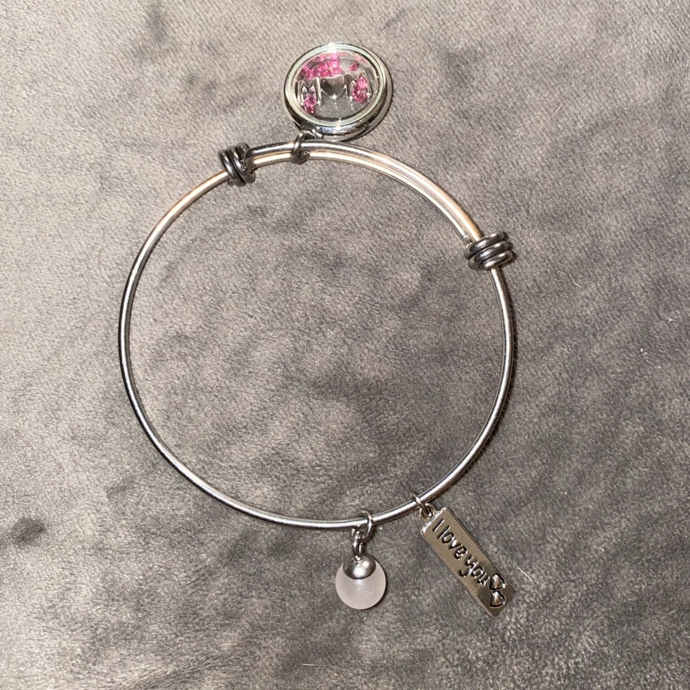 Silver tone bangle MOM bracelet